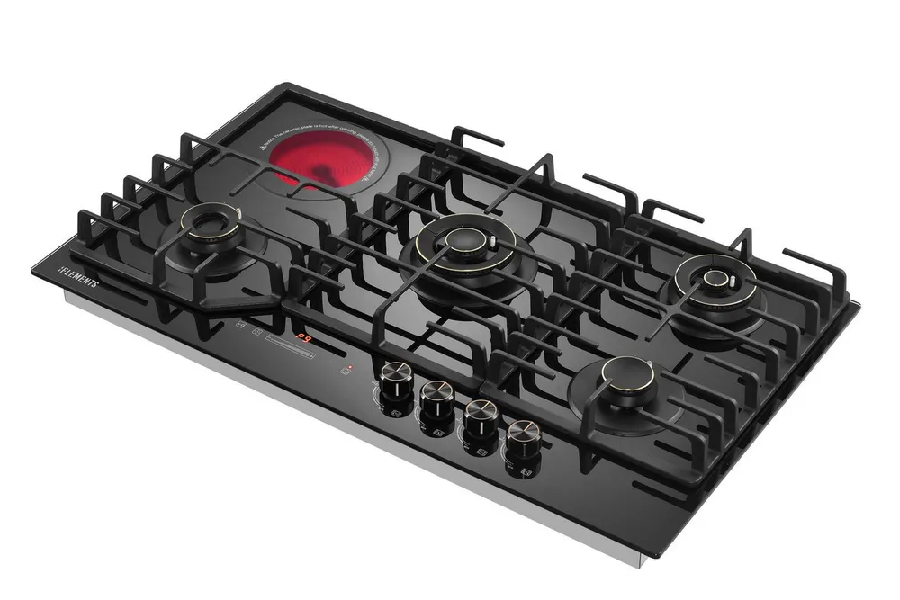 KB Elements Gas-Kochfeld ELK131GH5, Kupfer- und Aluminium-Brenner, Gusseisenrost