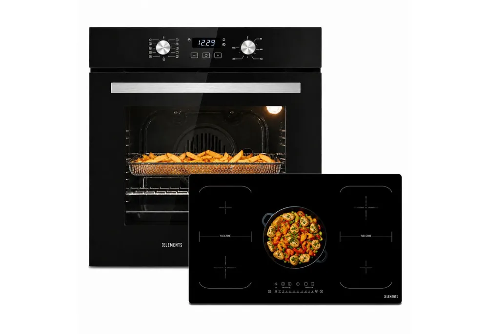 KB Elements Induktions Herd-Set KBE Einbaubackofen 60 cm mit 5-Zonen Induktionskochfeld 90cm, 11 Backofenfunktionen & 2 Flexzonen Induktion
