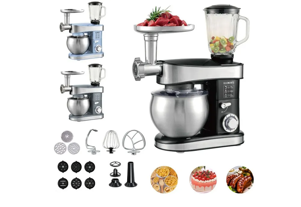 KB Elements Küchenmaschine ELK75LP, 2000 W, 6 l Schüssel, GS-zertifizierter Standmixer, 6 x Nudelaufsätzen