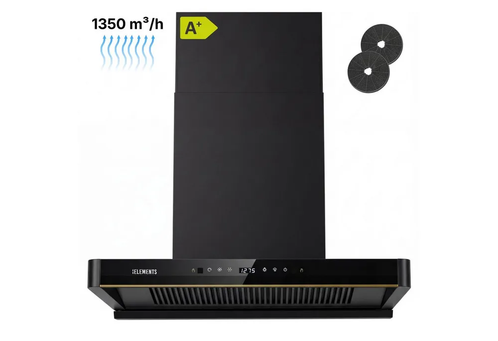 KB Elements Wandhaube Dunstabzugshaube 80 CM, ELK151H80 Dunstabzugshaube 80 CM, ELK151H80, 1350 m³/h Saugleistung, Automatische Wärme-Reinigung