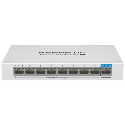 Keenetic PoE+ Switch 9 KN-4710 Switch, insgesamt 9 Gigabit-Ports + 8 PoE+-Ports, maximal 120 W