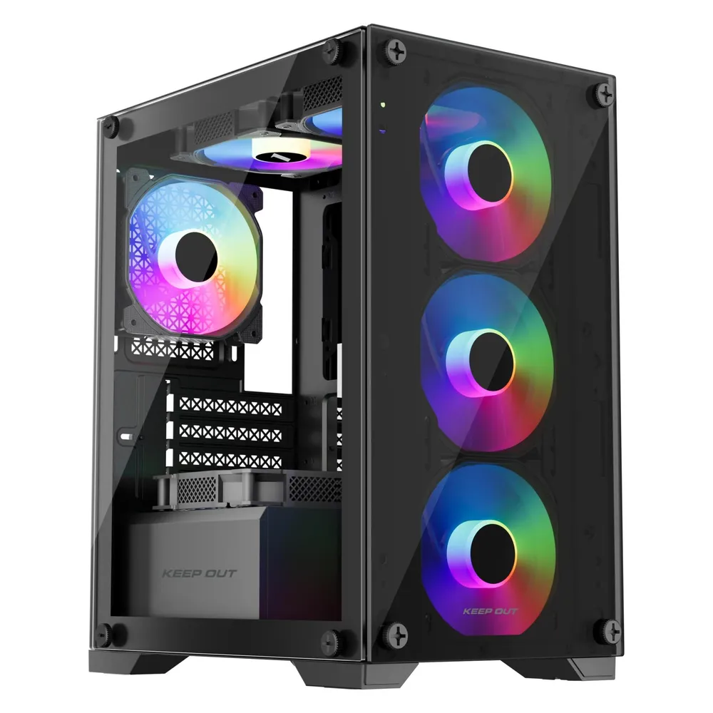 PC-Gehäuse Keep Out XC-201 Glass Micro-ATX ITX ARGB Schwarz Glasfenster