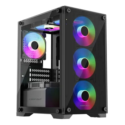 PC-Gehäuse Keep Out XC-201 Glass Micro-ATX ITX ARGB Schwarz Glasfenster