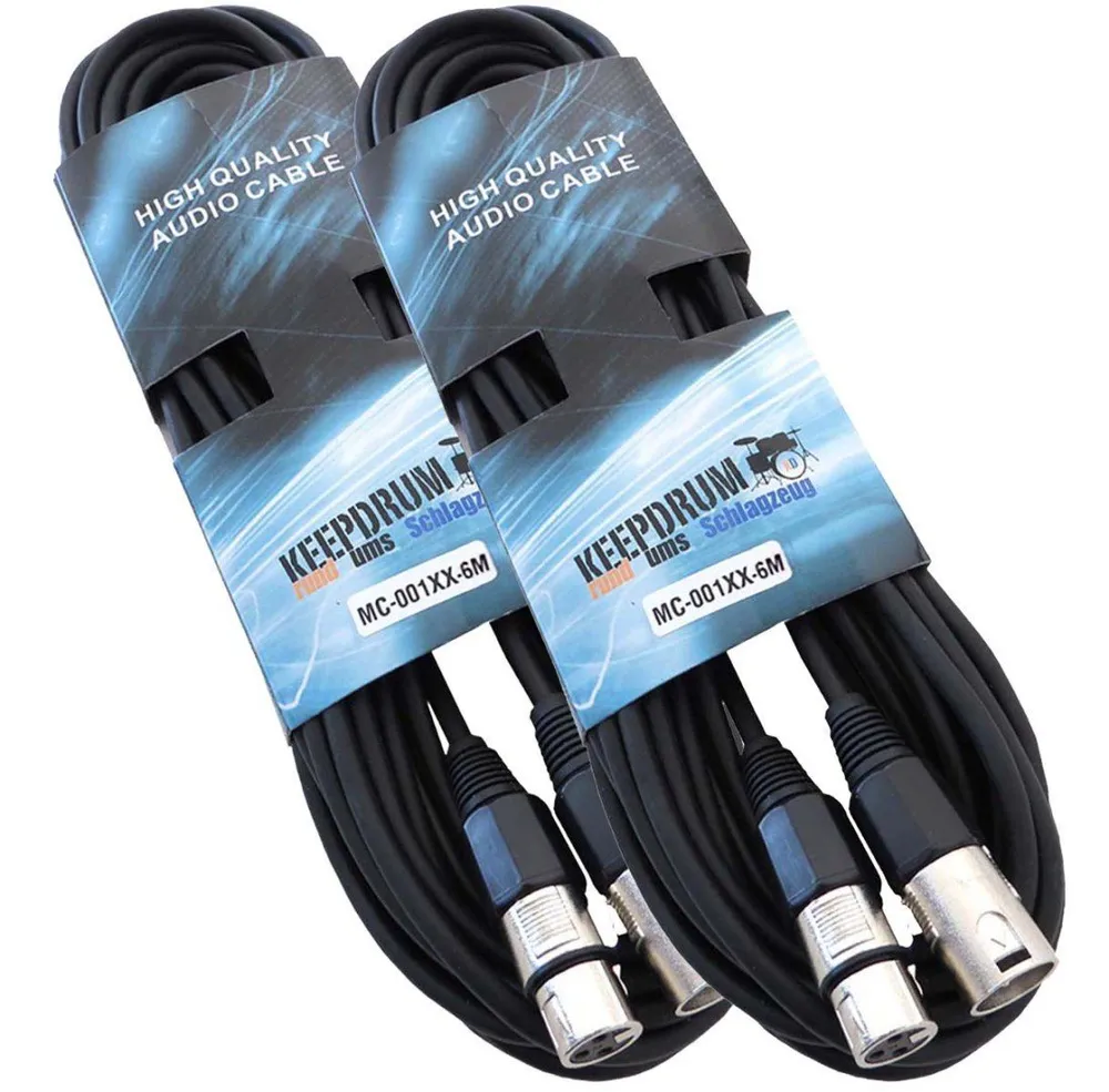 keepdrum keepdrum 6m MC-001XX-6M Mikrofonkabel XLR 2 Stück Audio-Kabel, XLR, (600 cm), 2 x XLR-Kabel 6 m