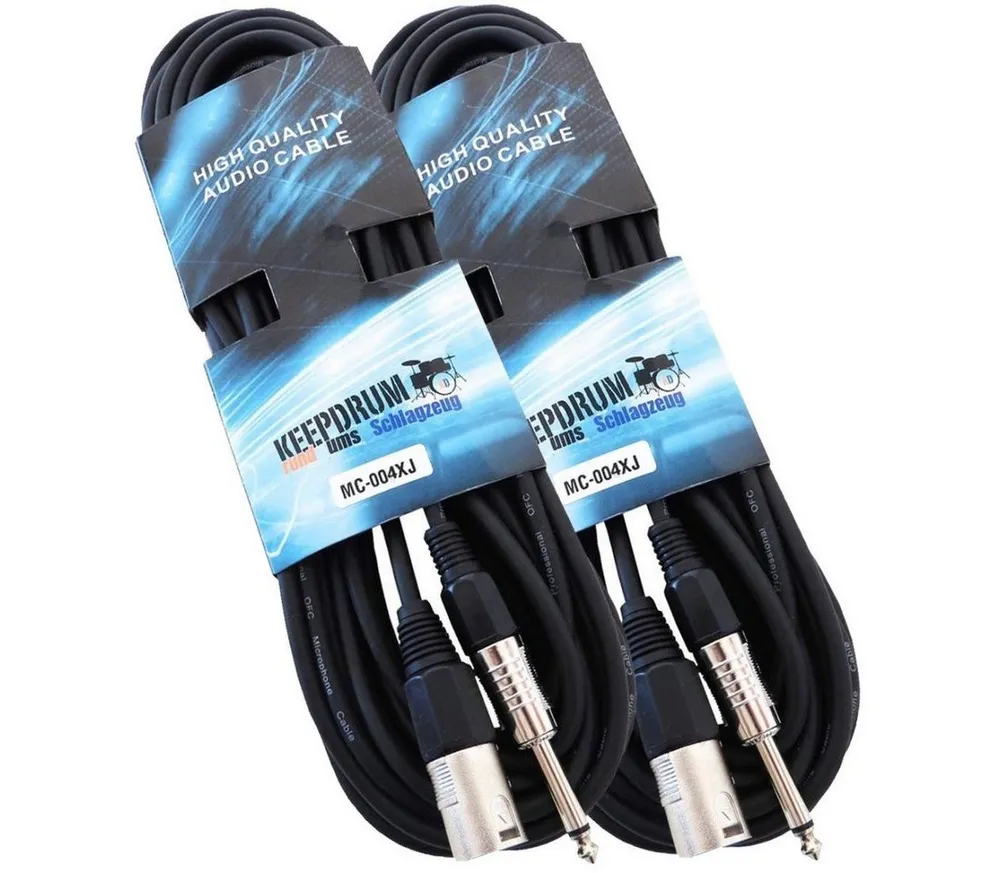 keepdrum keepdrum MC-004XJ 10m Audiokabel XLR-Klinke 2 Stück Audio-Kabel, XLR, 6,35-mm-Klinke (1000 cm), 2 x XLR-Klinke-Kabel