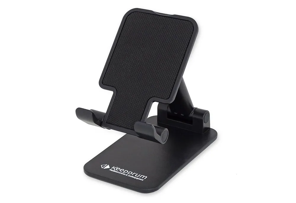 keepdrum Smartphone-Halterung keepdrum DPHS Smartphone Desktop Ständer Schwarz, (bis 5,5 Zoll, Variabler Smartphone-Halter Tisch-Ständer, Rutschfeste Ablagefläche mit variablem Neigungs-Winkel)