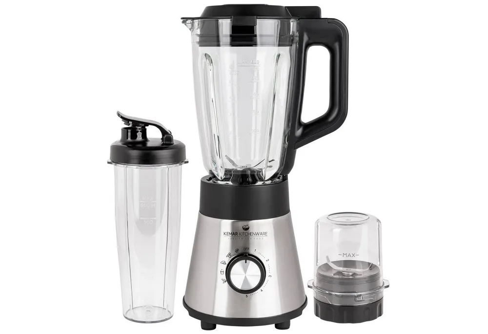 KeMar Kitchenware Standmixer KSB-170, 1000 W, Glasbehälter, 2Go Trinkbecher, 50 ml Grinder, abschraubbare Klinge