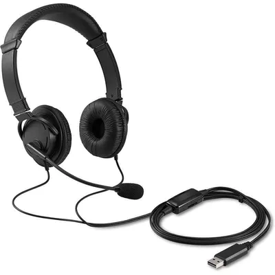 Kensington K33065WW USB-Kopfhörer mit Noise-Cancelling-Mikrofon, 1,8 m Kabel, schwarz