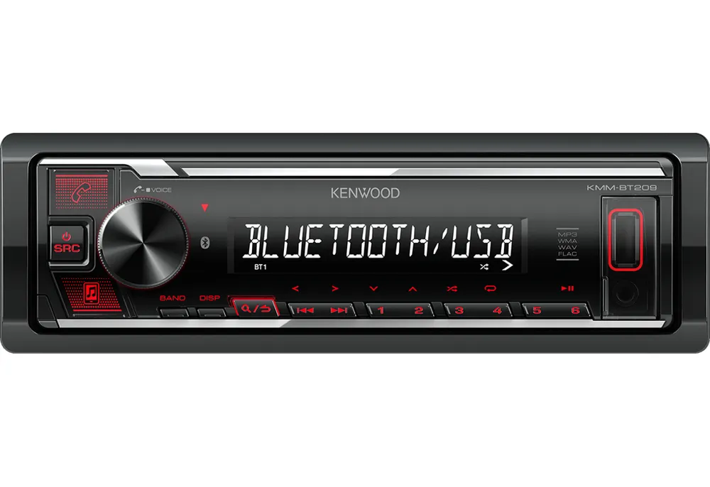 KENWOOD KMM-BT209 Bluetooth / MP3 / USB / Short Body 1 DIN Autoradio (RDS, AM/FM Radio, Animiertes Display, Freisprecheinrichtung, 1 DIN)