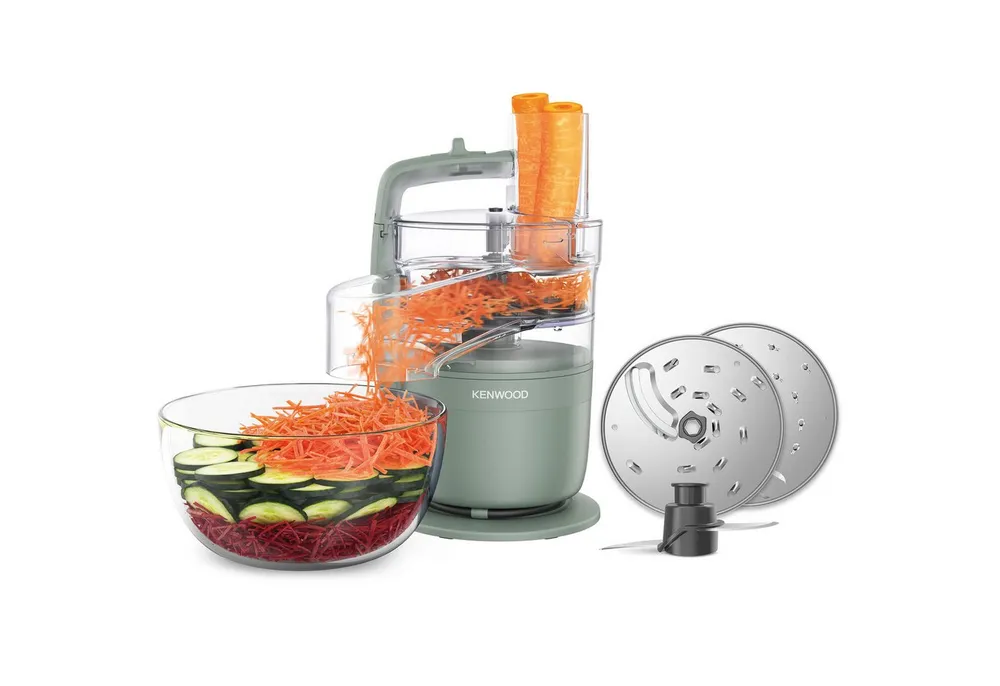 KENWOOD Küchenmaschine FDP23.140GR - Multipro Go, Express-Serve, 1,3 l Behälter, Grün, 900 W, 0,7 l Schüssel, Kompakt-Küchenmaschine zum Schneiden, Reiben, Pürieren & Teig Kneten