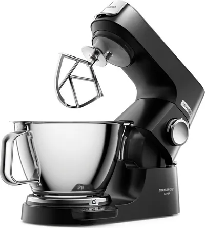 KENWOOD Küchenmaschine Titanium Chef Baker KVC85.004BK EasyWeigh™-Waage, 1200W, schwarz, 1200 W, 5 l Schüssel, 3-teiliges Patisserie-Set,Flexi-Element, 3,5l & 5l Rührschüssel,Spatel