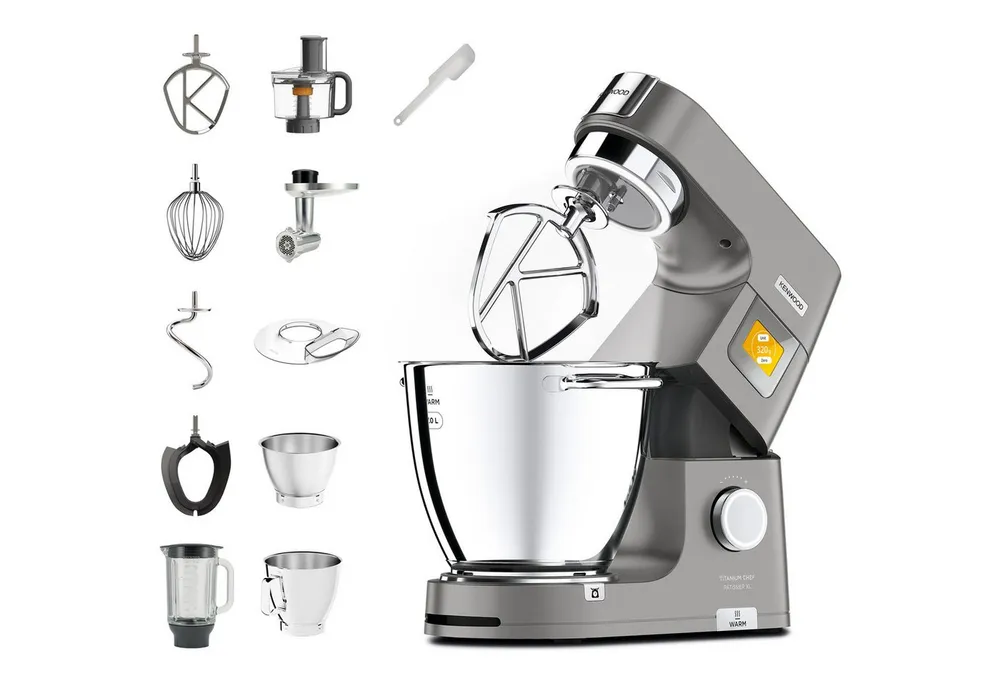 KENWOOD Küchenmaschine Titanium Chef Patissier XL KWL90.594SI, 1400 W, 7 l Schüssel, Wärmefunktion, zusätzliche 5 l Schüssel, inkl. umfangreiches Zubehör