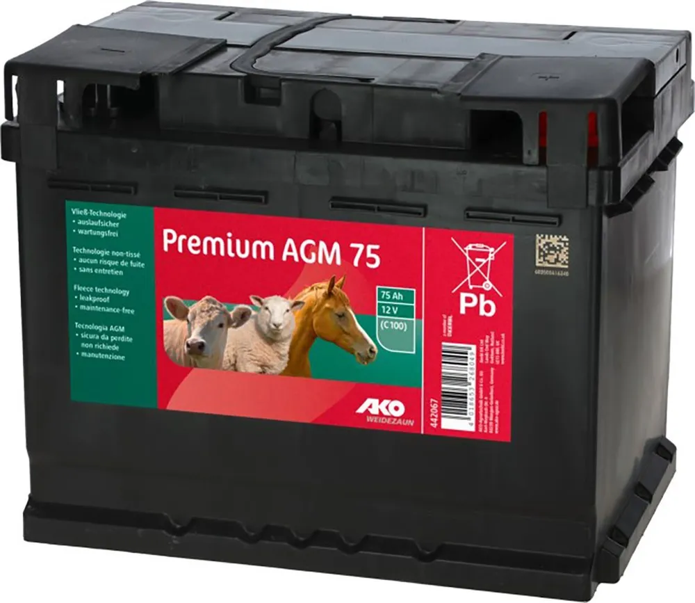 Kerbl Kerbl AKO Premium AGM Batterie, 75 AH (C100), 442067 Batterie