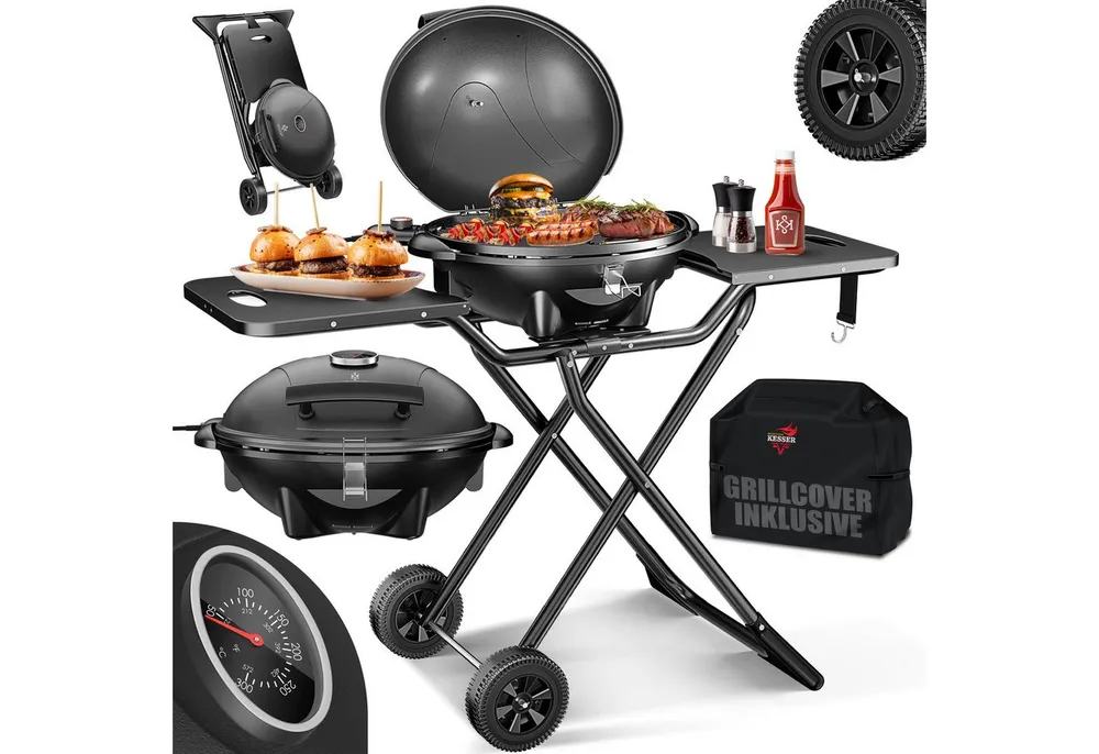 KESSER Elektro-Standgrill, elektrischer Elektrogrill 2in1 Tischgrill Standgrill Deckel