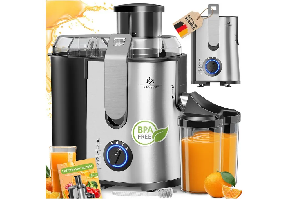 KESSER Entsafter, 1100 W, Entsafter für Obst und Gemüse aus Edelstahl 1100W