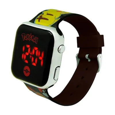 Schwarze Pokémon-LED-Uhr mit Kinderlizenz
