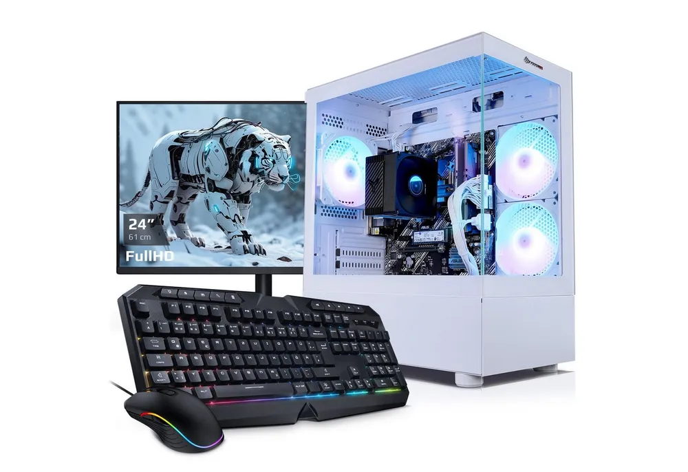 Kiebel Starter PC-Komplettsystem (24", AMD Ryzen 7 AMD Ryzen 7 5700G, Radeon Vega, 16 GB RAM, 1000 GB SSD, ARGB-Beleuchtung, WLAN)