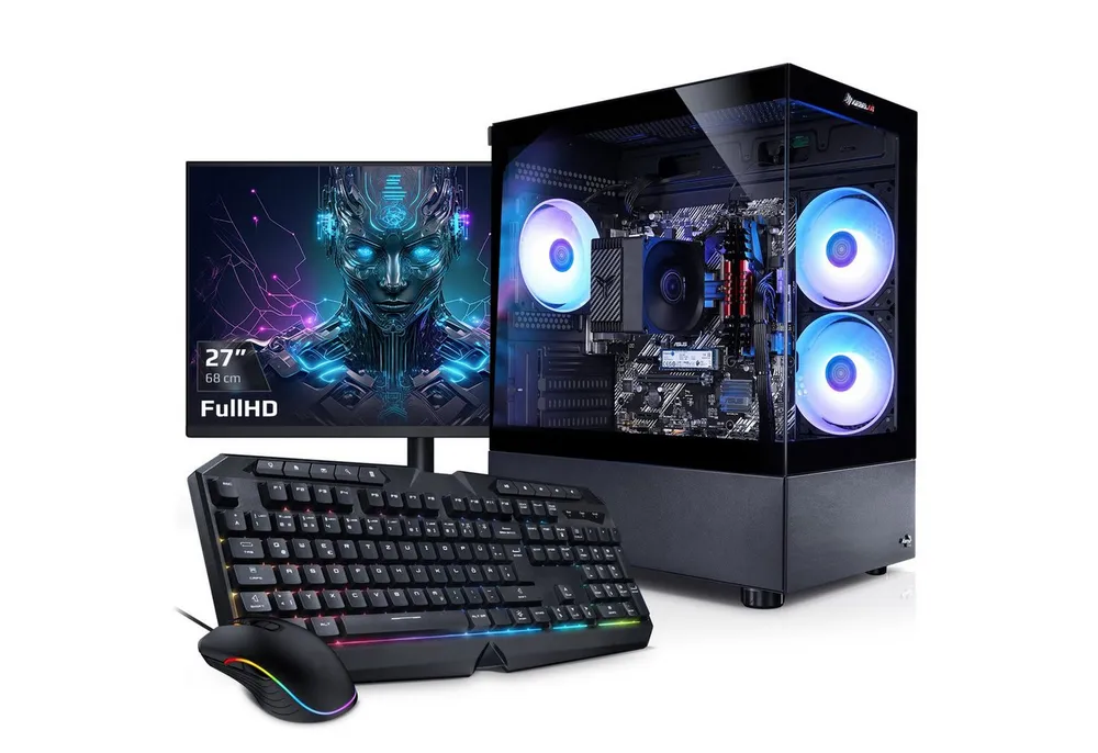 Kiebel Viper V PC-Komplettsystem (27", AMD Ryzen 7 AMD Ryzen 7 5700G, Radeon Vega, 32 GB RAM, 1000 GB SSD, ARGB-Beleuchtung, WLAN)