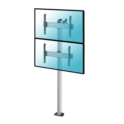 Kimex Schraub-Bodenständer für 2 Fernseher (40-65 Zoll), Höhe 240 cm, VESA 600x400, max. 50 kg