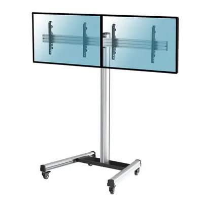 Kimex Bodenständer mit Rollen für 2 Fernseher (43-49 Zoll), Höhe 175 cm, VESA 400x400, max. 50 kg