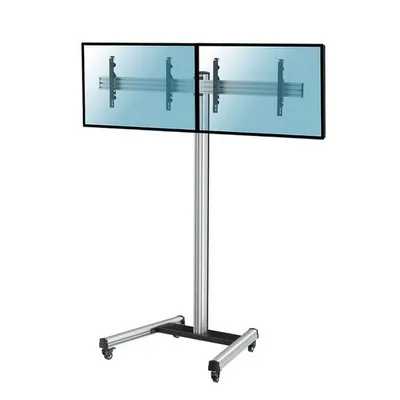 Kimex Bodenständer mit Rollen für 2 TV-Bildschirme (43–49 Zoll), Höhe 240 cm, VESA 400x400, max. 50 kg