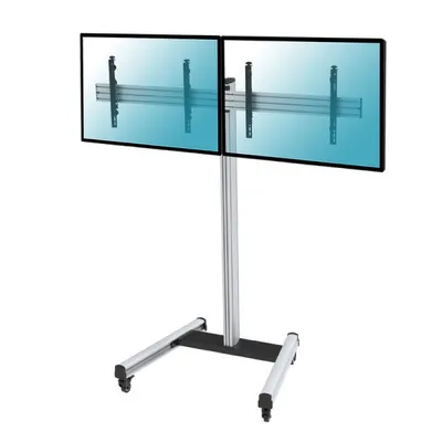 Kimex Bodenständer mit Rollen für 2 TV-Bildschirme 50"-55", Höhe 175 cm, VESA 600x400, max. 50 kg