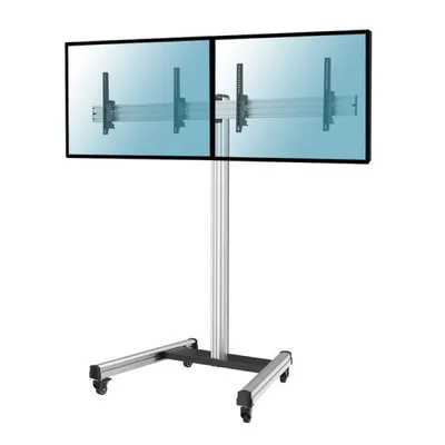 Kimex Neigbarer Bodenständer mit Rollen für 2 Fernseher 50"-55", Höhe 175 cm, VESA 600x400, max. 50 kg