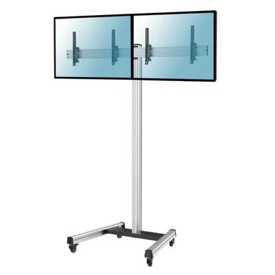 Kimex Neigbarer Bodenständer mit Rollen für 2 Fernseher 50"-55", Höhe 240 cm, VESA 600x400, max. 50 kg