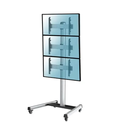 Kimex Bodenständer mit Rollen für 3 TV-Bildschirme (40–65 Zoll), Höhe 240 cm, VESA 600x400, max. 50 kg