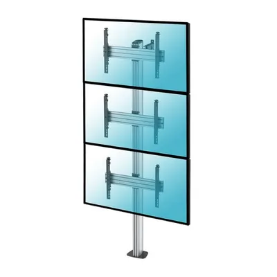 Kimex Schraub-Bodenständer für 3 TV-Bildschirme (40–65 Zoll), Höhe 240 cm, VESA 600x400, max. 50 kg