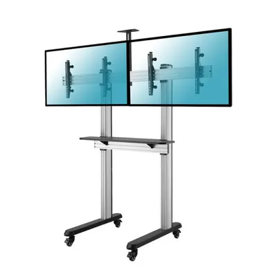 Kimex Videokonferenzständer mit Rollen für 2 TV-Bildschirme 45''-55'' VESA 600x400 Max. 50 kg