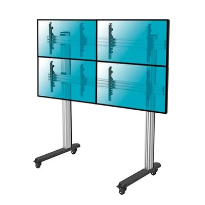 Kimex Mobiler Bodenständer für 4 Fernseher (45–55 Zoll), Höhe 175 cm, VESA 600x400, max. 50 kg