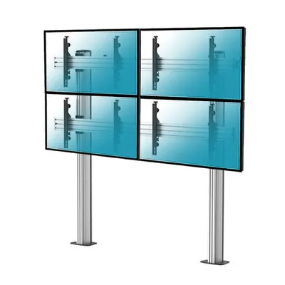 Kimex Schraub-Bodenständer für 4 TV-Bildschirme (45–55 Zoll), Höhe 175 cm, VESA 600x400, max. 50 kg
