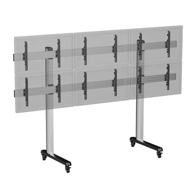 Kimex 031-2601K2 Videowandhalterung für 6 Bildschirme (45-50 Zoll), höhenverstellbar, Rollen, Tragkraft 300 kg, VESA-Halterung