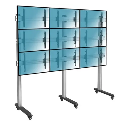 Kimex Mobiler Bodenständer für 9 Fernseher 50"-55" VESA 600x400 Max. 50 kg