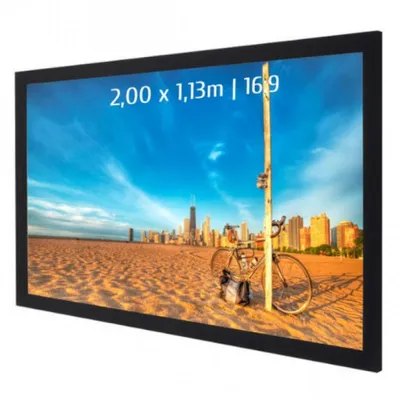 Kimex Feste Projektionsleinwand mit Rahmen 2,00 x 1,13 m, 16:9-Format
