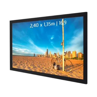 Kimex Feste Projektionsleinwand mit Rahmen 2,40 x 1,35 m 16:9-Format
