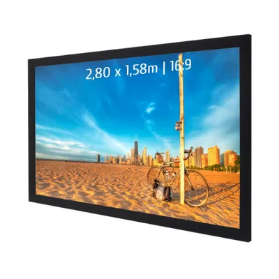 Kimex Feste Projektionsleinwand mit Rahmen 2,80 x 1,58 m 16:9-Format