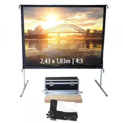 Kimex Mobile Projektionsleinwand mit Faltrahmen 2,43 x 1,83 m 4:3 Format Frontprojektion