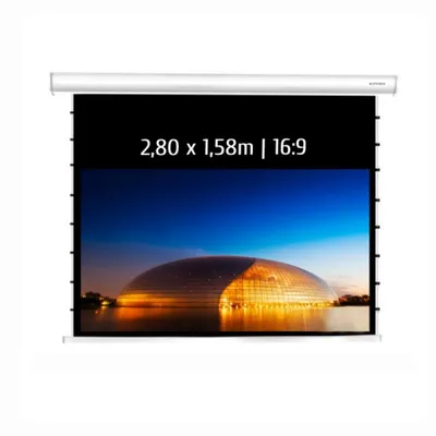 Kimex Elektrische Projektionsleinwand, 2,80 x 1,58 m, 16:9-Bildformat, WLAN, Weiß