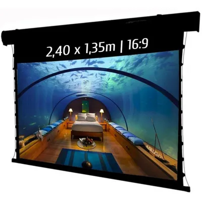 Projektionsleinwand Kimex 049-3614W Motorisiert Tensioniert 2,40x1,35m 16:9 Wi-Fi Schwarz