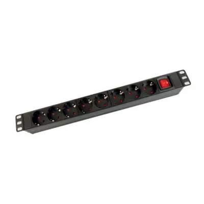 Stromleiste für Rack 19" Kimex 8 Steckdosen mit Schalter 1U