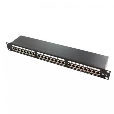 Kimex Patchpanel für Rackschrank 19" 24 Ports RJ45 Cat.6 1U