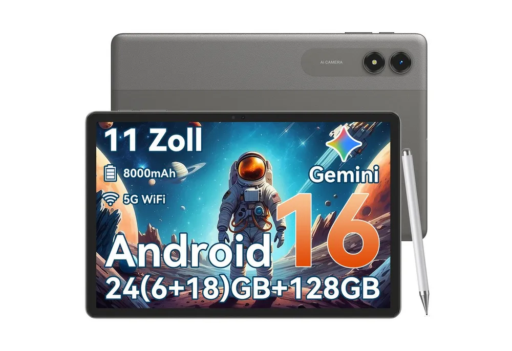 KINGRID 11 Zoll Android 16 128 GB 5G WiFi tablet mit Stift/Hülle/Tastatur Tablet (11", 128 GB, Android16, Android 16, Gemini Al Magic, 8000 mAh, 5G WiFi)