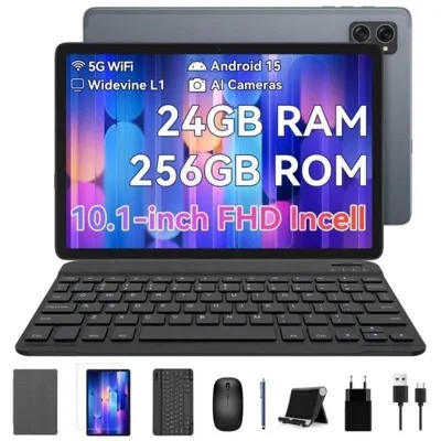 Tablet KINGRID T20 WiFi 10,1" 24GB 256GB Grau mit Tastatur und Stylus Pen