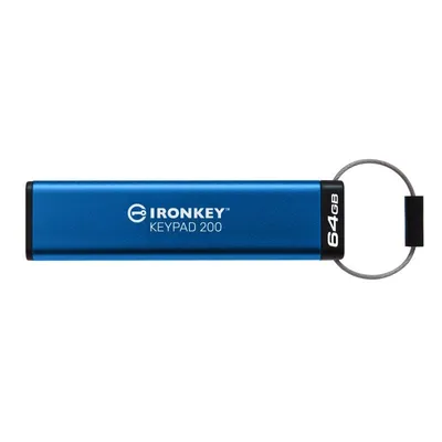 Kingston Technology IronKey Keypad 200 USB-Flash-Laufwerk 64 GB USB Typ A 3.2 Gen 1 (3.1 Gen 1) Blau