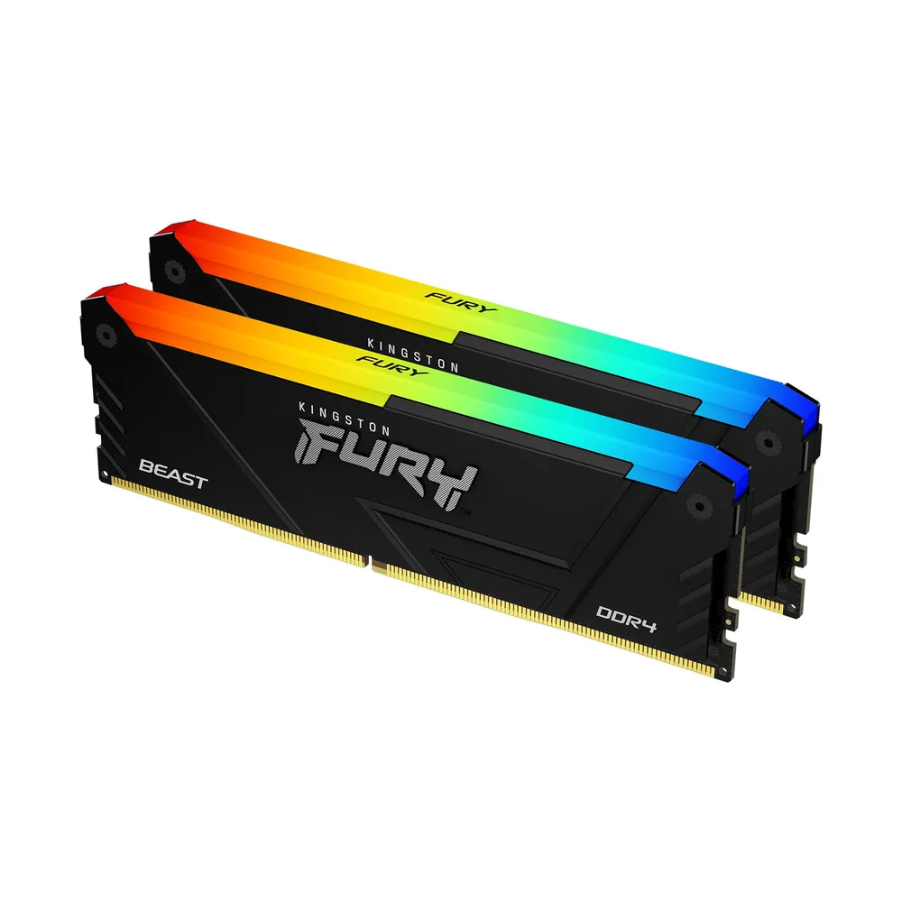 Memoria RAM Kingston FURY Beast RGB 32GB 2x16GB DDR4 3600MHz CL18 Intel XMP Schwarz