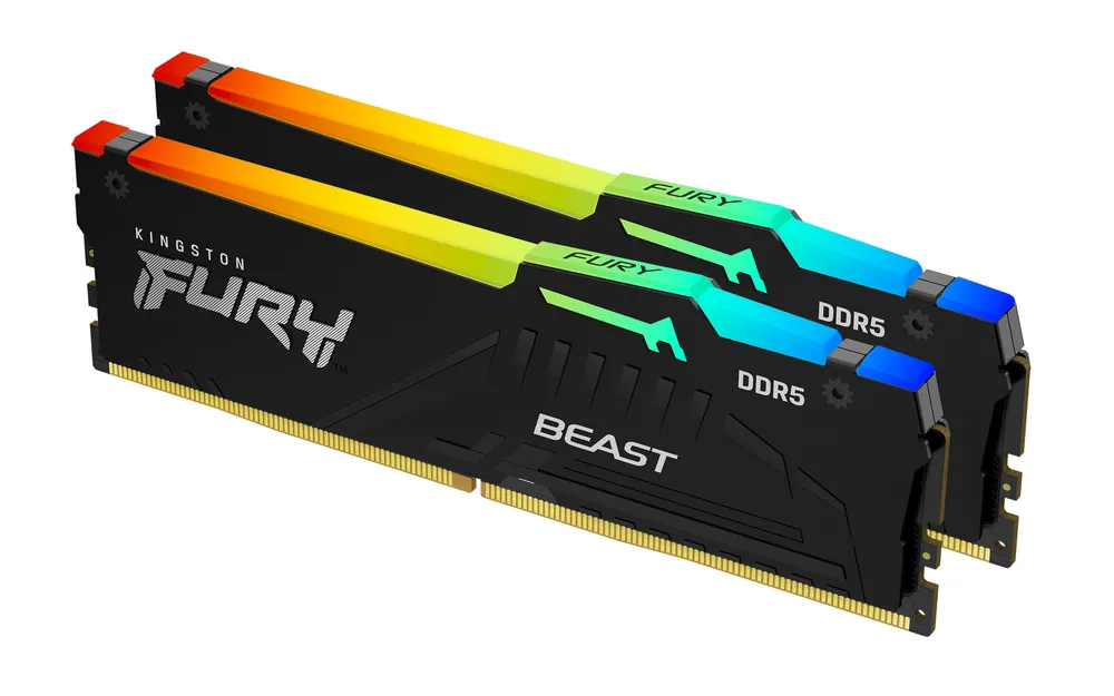 Arbeitsspeicher RAM Kingston FURY Beast RGB 128GB 2x64GB DDR5 5600MHz CL36 Intel XMP AMD EXPO Schwarz