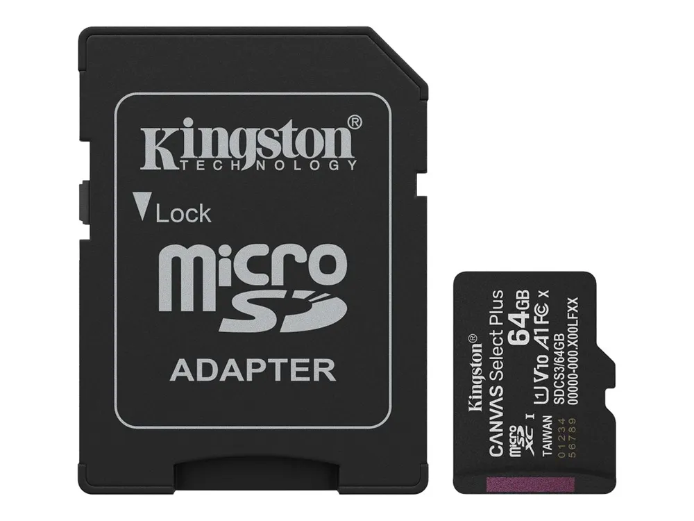 Kingston Canvas Select Plus | sdcs3/64gbcp | Bulk Flash-Speicherkarte (SD-Adapter inbegriffen)