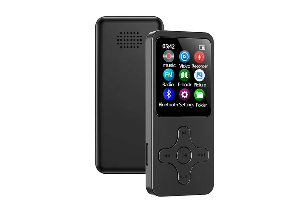 KINSI Bluetooth MP3/MP4 Player 1,8" Display, Tragbarer Musikplayer MP4-Player (16 GB, mit Aufnahme, Wecker, E-Book & individuellem Kreuzdesign)